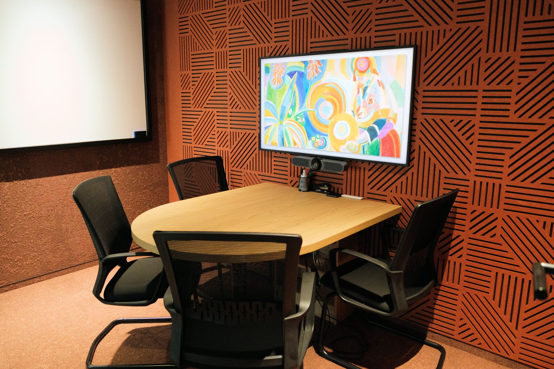 Meeting room with acoustic panels